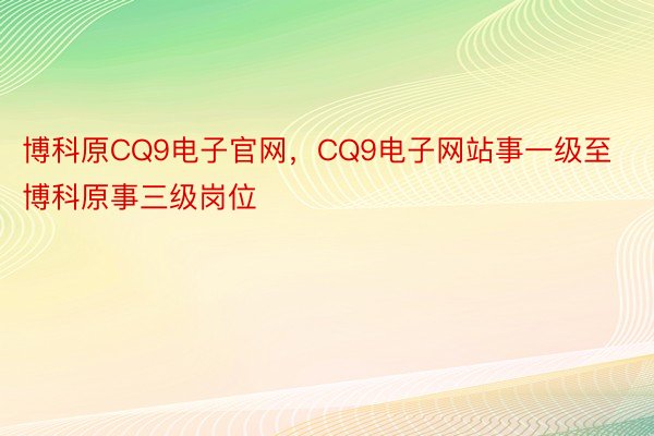 博科原CQ9电子官网，CQ9电子网站事一级至博科原事三级岗位