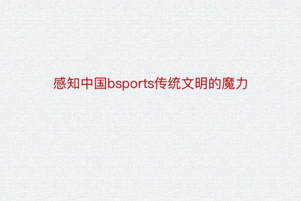 感知中国bsports传统文明的魔力