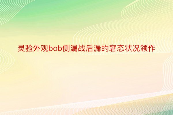 灵验外观bob侧漏战后漏的窘态状况领作