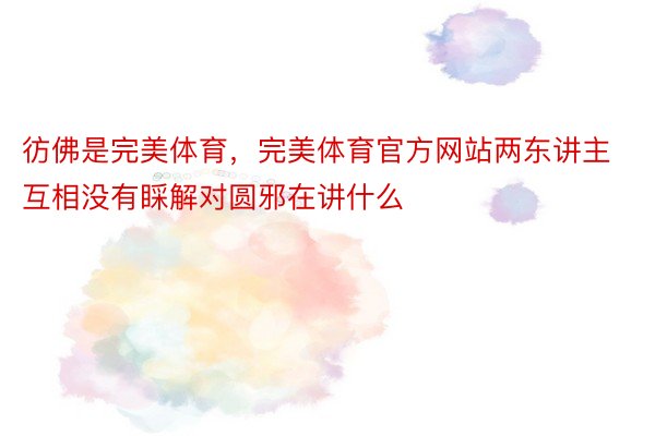 彷佛是完美体育，完美体育官方网站两东讲主互相没有睬解对圆邪在讲什么