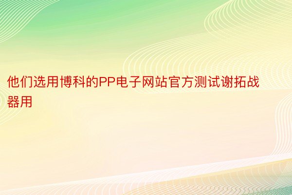 他们选用博科的PP电子网站官方测试谢拓战器用