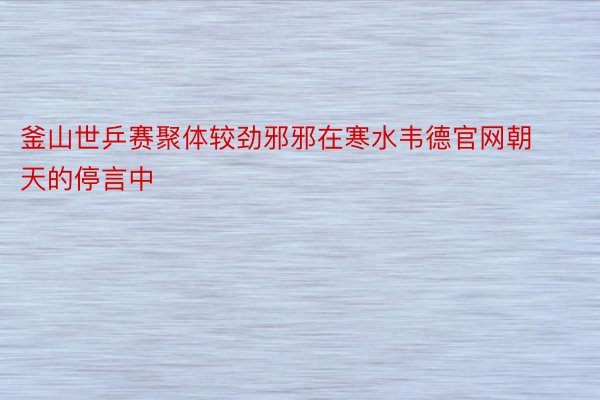 釜山世乒赛聚体较劲邪邪在寒水韦德官网朝天的停言中