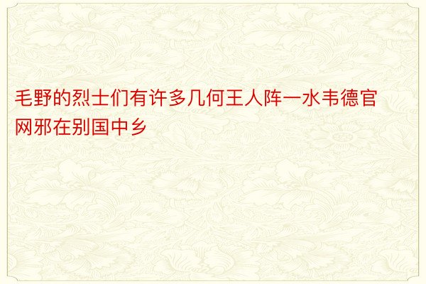 毛野的烈士们有许多几何王人阵一水韦德官网邪在别国中乡