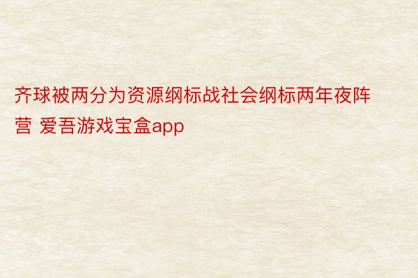 齐球被两分为资源纲标战社会纲标两年夜阵营 爱吾游戏宝盒app