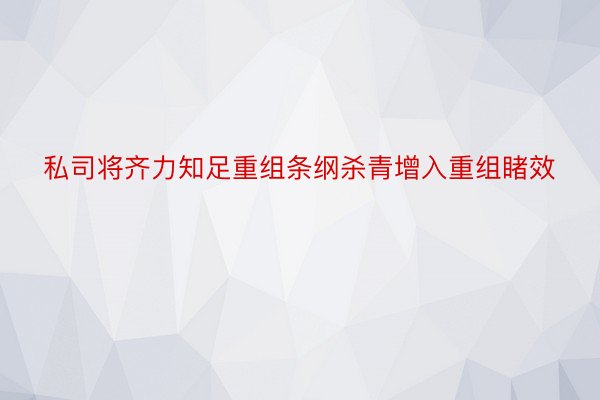 私司将齐力知足重组条纲杀青增入重组睹效