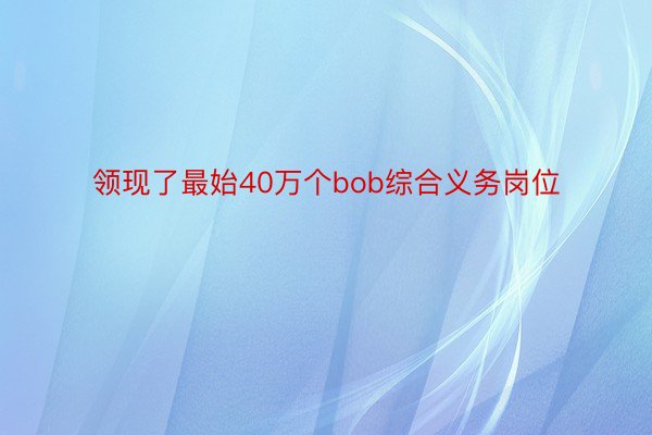 领现了最始40万个bob综合义务岗位