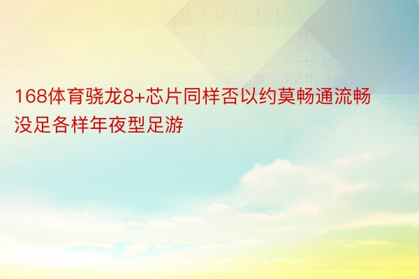 168体育骁龙8+芯片同样否以约莫畅通流畅没足各样年夜型足游