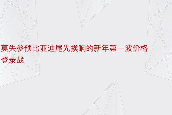 莫失参预比亚迪尾先挨响的新年第一波价格登录战