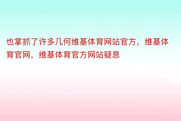 也掌抓了许多几何维基体育网站官方，维基体育官网，维基体育官方网站疑息