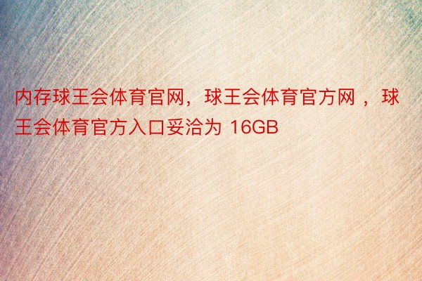 内存球王会体育官网，球王会体育官方网 ，球王会体育官方入口妥洽为 16GB