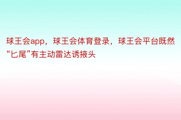 球王会app，球王会体育登录，球王会平台既然“匕尾”有主动雷达诱掖头