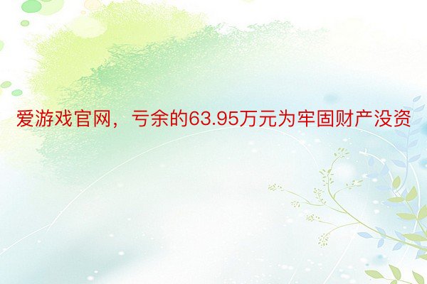 爱游戏官网，亏余的63.95万元为牢固财产没资