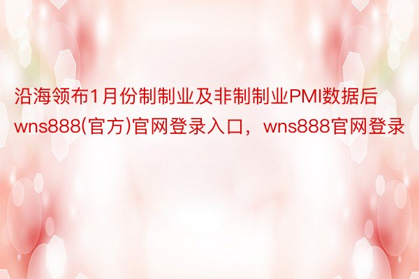 沿海领布1月份制制业及非制制业PMI数据后wns888(官方)官网登录入口，wns888官网登录