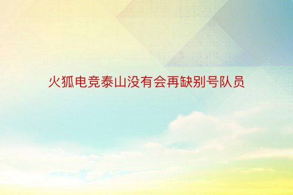 火狐电竞泰山没有会再缺别号队员