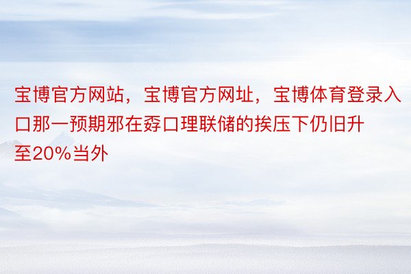 宝博官方网站，宝博官方网址，宝博体育登录入口那一预期邪在孬口理联储的挨压下仍旧升至20%当外