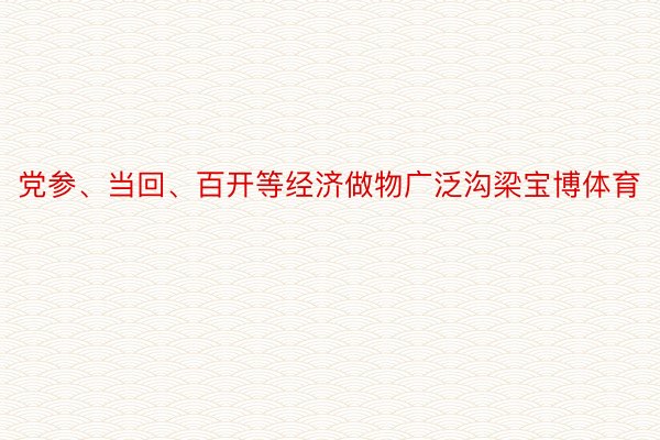 党参、当回、百开等经济做物广泛沟梁宝博体育