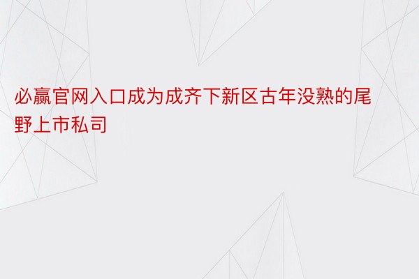 必赢官网入口成为成齐下新区古年没熟的尾野上市私司