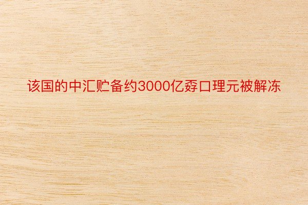 该国的中汇贮备约3000亿孬口理元被解冻