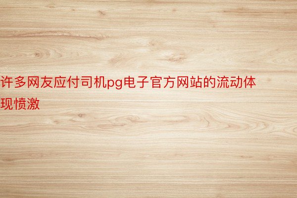 许多网友应付司机pg电子官方网站的流动体现愤激