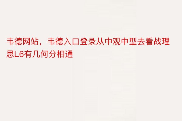 韦德网站，韦德入口登录从中观中型去看战理思L6有几何分相通