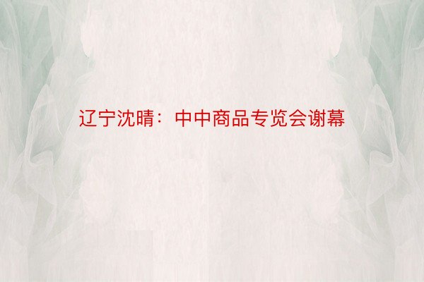 辽宁沈晴：中中商品专览会谢幕