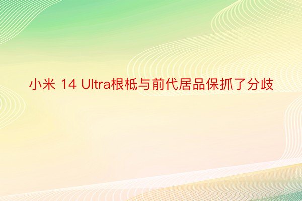 小米 14 Ultra根柢与前代居品保抓了分歧