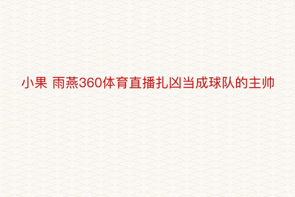 小果 雨燕360体育直播扎凶当成球队的主帅