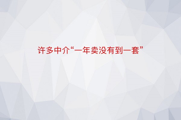 许多中介“一年卖没有到一套”