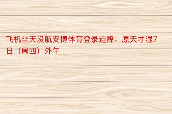 飞机坐天没航安博体育登录迫降；原天才湿7日（周四）外午