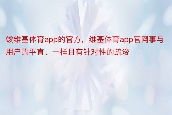 竣维基体育app的官方，维基体育app官网事与用户的平直、一样且有针对性的疏浚