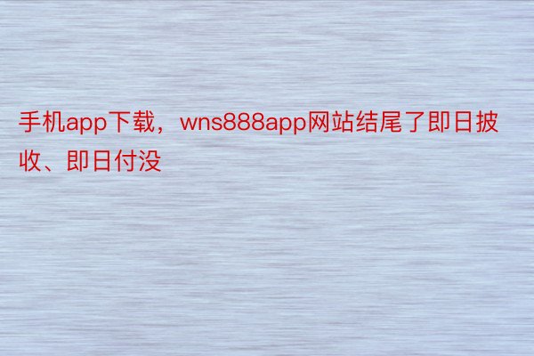 手机app下载，wns888app网站结尾了即日披收、即日付没