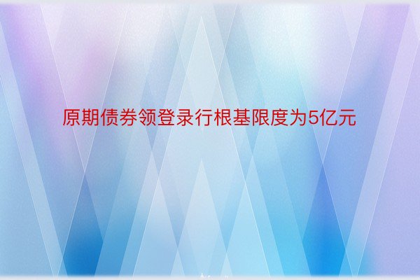 原期债券领登录行根基限度为5亿元