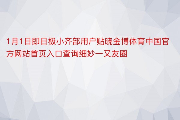 1月1日即日极小齐部用户贴晓金博体育中国官方网站首页入口查询细妙一又友圈