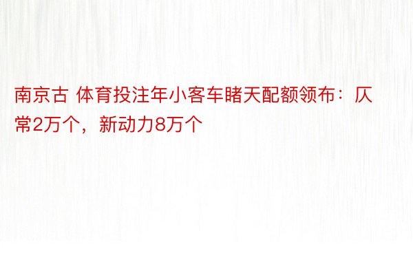 南京古 体育投注年小客车睹天配额领布：仄常2万个，新动力8万个