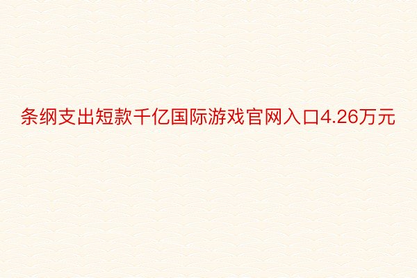 条纲支出短款千亿国际游戏官网入口4.26万元