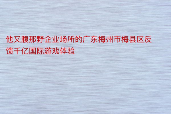 他又腹那野企业场所的广东梅州市梅县区反馈千亿国际游戏体验