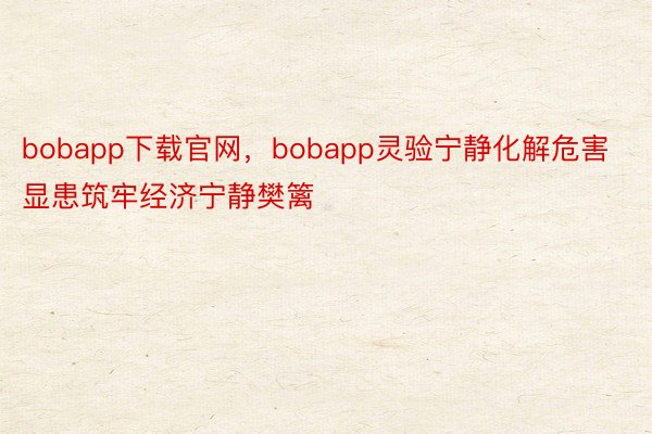 bobapp下载官网，bobapp灵验宁静化解危害显患筑牢经济宁静樊篱