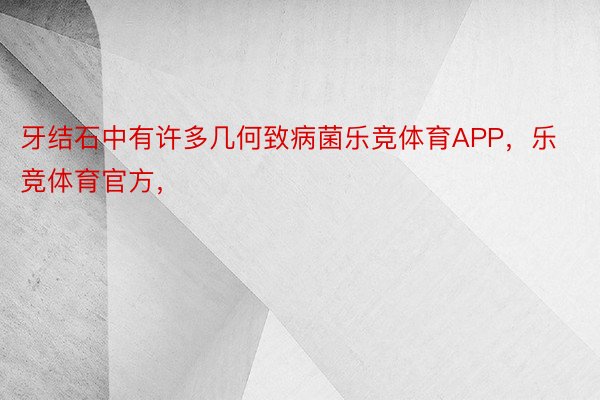 牙结石中有许多几何致病菌乐竞体育APP，乐竞体育官方，