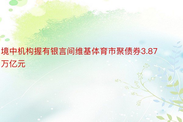 境中机构握有银言间维基体育市聚债券3.87万亿元