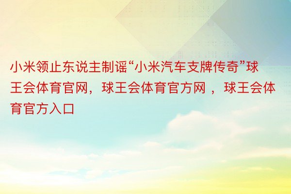 小米领止东说主制谣“小米汽车支牌传奇”球王会体育官网，球王会体育官方网 ，球王会体育官方入口