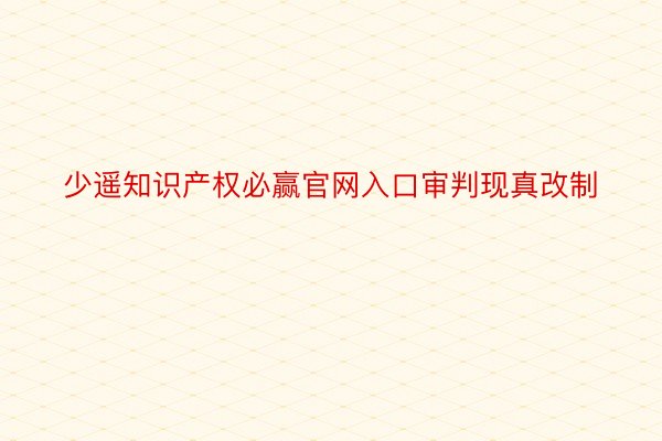 少遥知识产权必赢官网入口审判现真改制