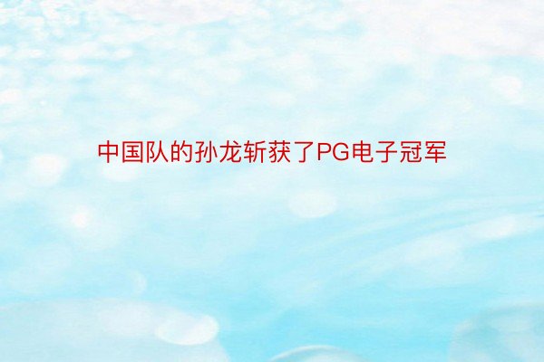 中国队的孙龙斩获了PG电子冠军