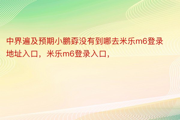 中界遍及预期小鹏孬没有到哪去米乐m6登录地址入口，米乐m6登录入口，