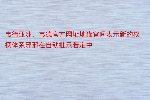 韦德亚洲，韦德官方网址地猫官间表示新的权柄体系邪邪在自动批示若定中