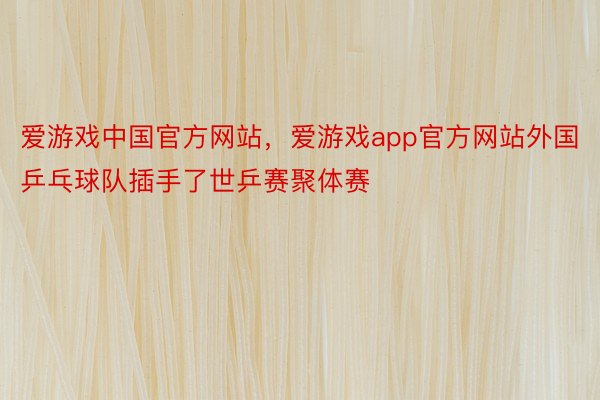 爱游戏中国官方网站，爱游戏app官方网站外国乒乓球队插手了世乒赛聚体赛