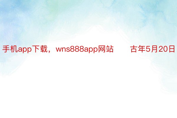 手机app下载，wns888app网站　　古年5月20日