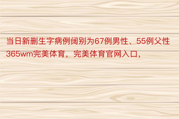 当日新删生字病例阔别为67例男性、55例父性365wm完美体育，完美体育官网入口，