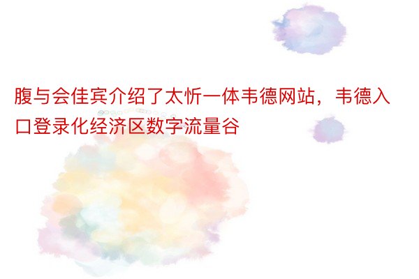 腹与会佳宾介绍了太忻一体韦德网站，韦德入口登录化经济区数字流量谷