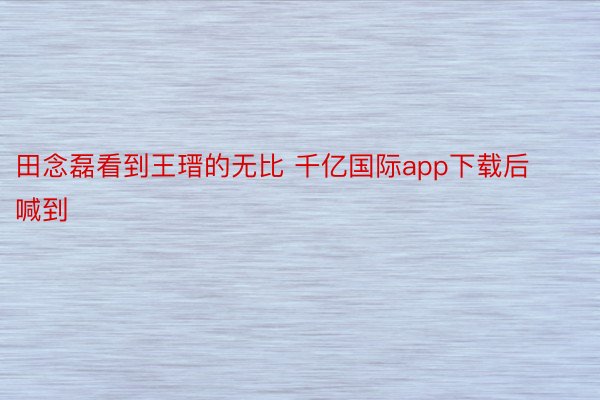 田念磊看到王瑨的无比 千亿国际app下载后喊到