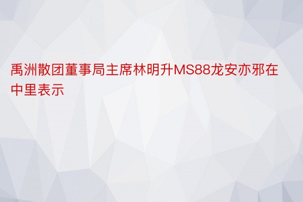 禹洲散团董事局主席林明升MS88龙安亦邪在中里表示